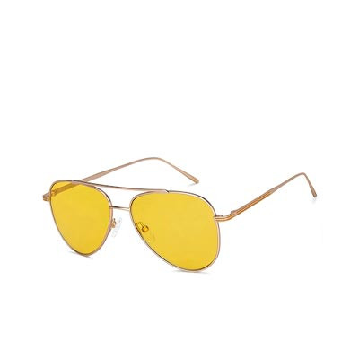 Unisex Yellow Lens & Gold-Toned Aviator Sunglasses