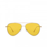 Unisex Yellow Lens & Gold-Toned Aviator Sunglasses