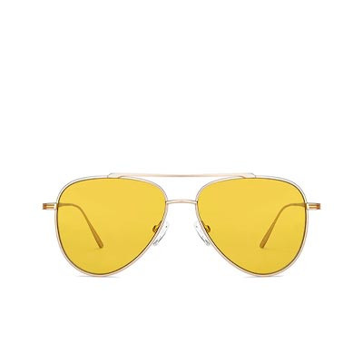 Unisex Yellow Lens & Gold-Toned Aviator Sunglasses