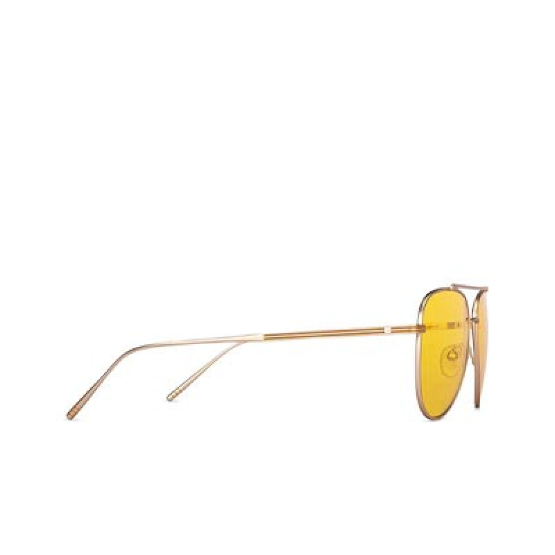 Unisex Yellow Lens & Gold-Toned Aviator Sunglasses