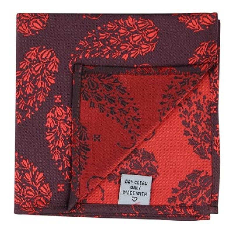 Men Maroon The Twining Paisley Pocket Square