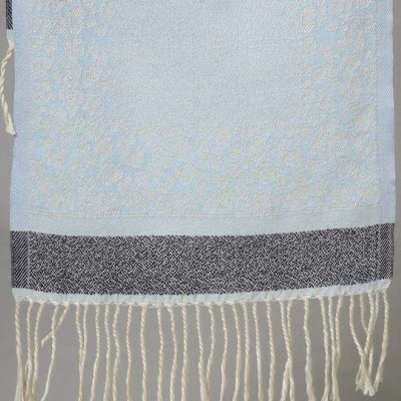 Men Blue & White Printed Wool Muffler