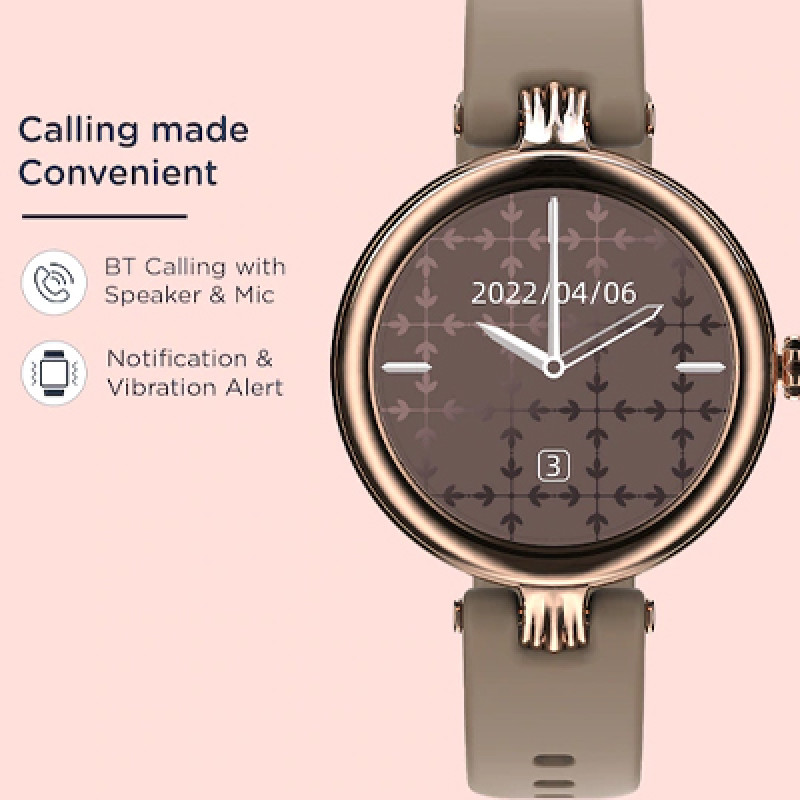 Tan Gold-Toned Solid Bluetooth Calling Smart Watch With Fitness Tracker PFB24