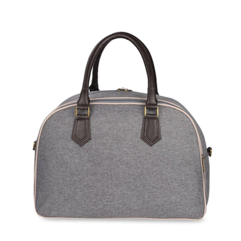 Unisex Grey Solid Fabric Travel Duffle Bag